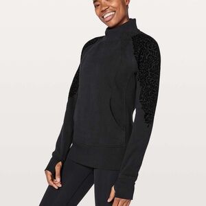 Lululemon Floral Flock Pullover Cotton Terry Black